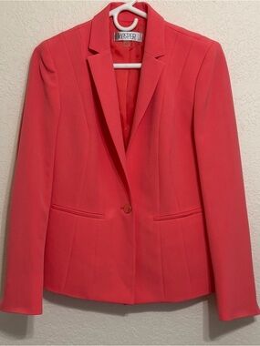 Kasper Coral-Pink Single-Button Blazer